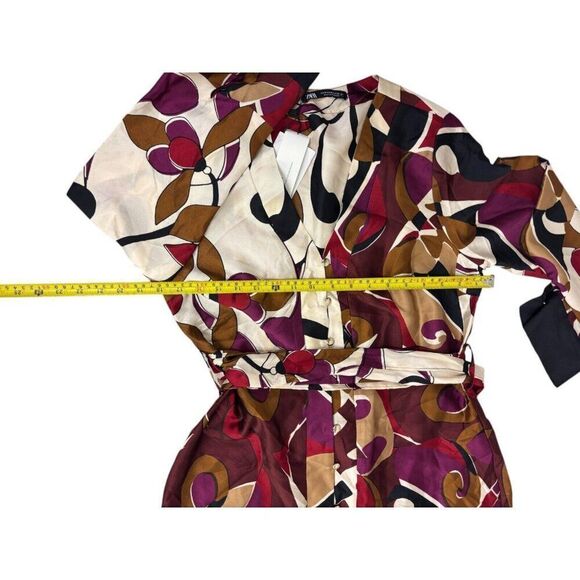 Zara Womens Shirt Midi Dress Size M Multicolor Printed Belted 9073/303 NWT - Picture 13 of 14